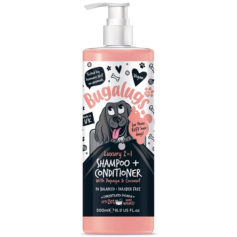 Product Image for Hundschampo  Luxury 2 in 1 Papaya & Coconut 500ml Bugalugs
