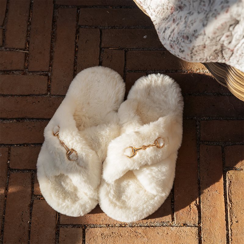 Tofflor Fur CRW® Creme