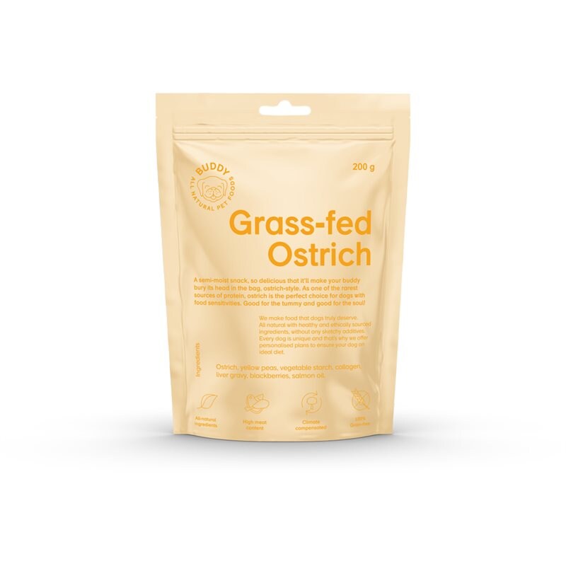 Hundgodis Semi-moist Snack Ostrich BUDDY