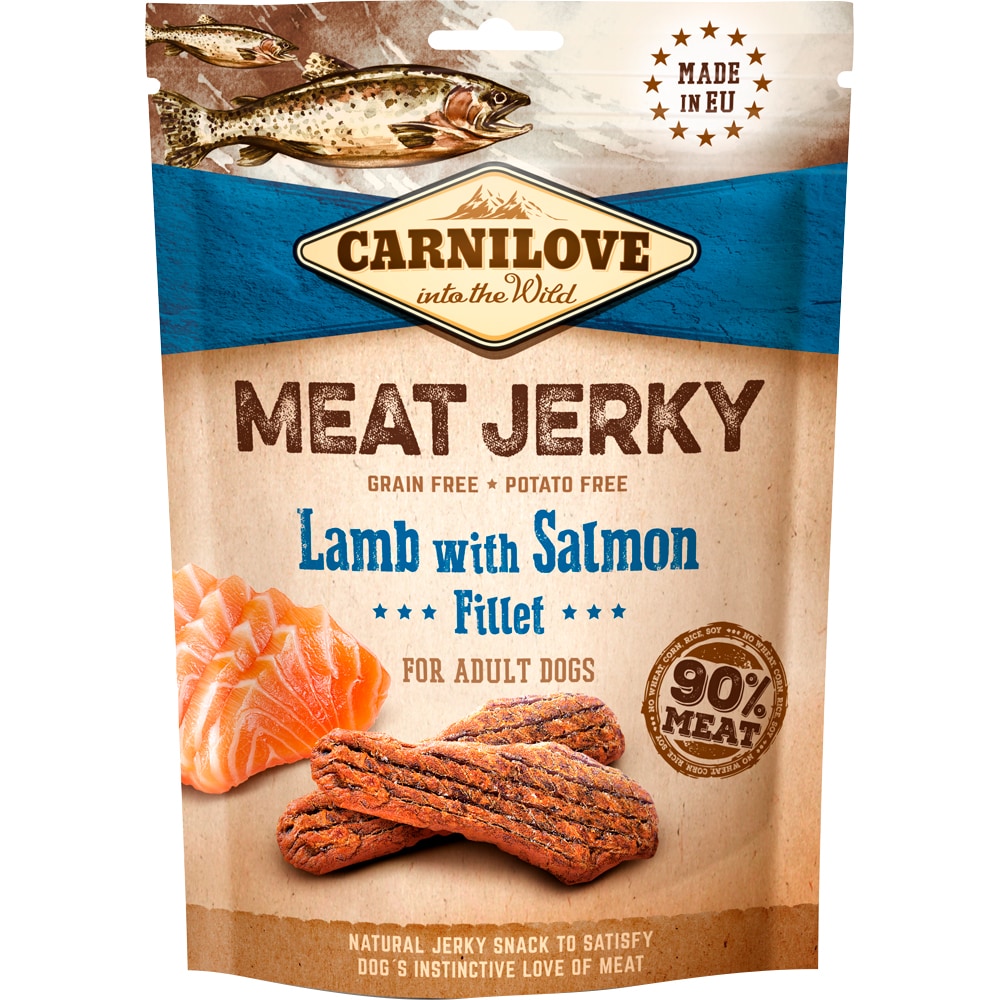 Hundgodis  Jerky Lamb with Salmon Fillet 100 g Carnilove
