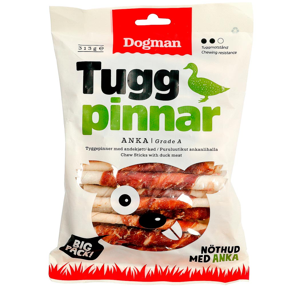 Hundtugg  Tuggpinnar med anka 25-p Dogman