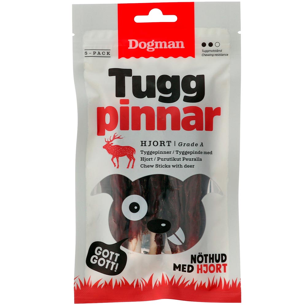 Hundtugg  Tuggpinnar hjort 12,5cm Dogman