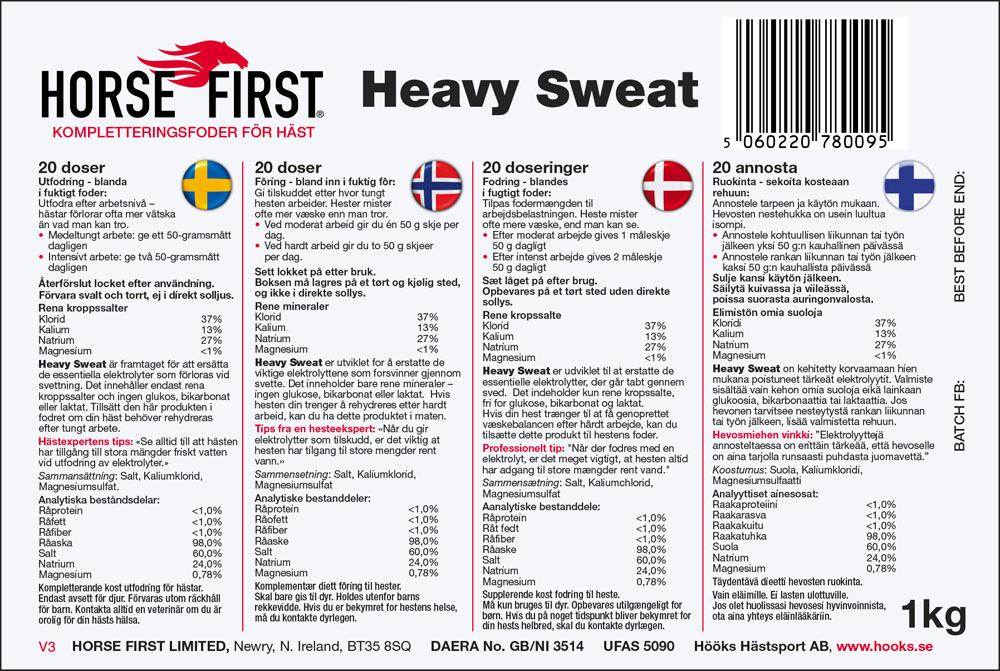 Kompletteringsfoder  Heavy Sweat 1kg HORSE FIRST®